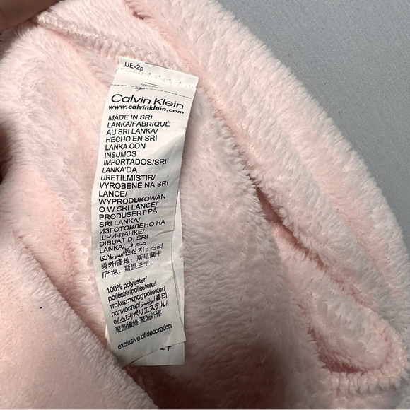 Calvin Klein Sleepwear Pink Soft Plush Logo Classic Belted Waist Robe Size M/L - Picture 8 of 9